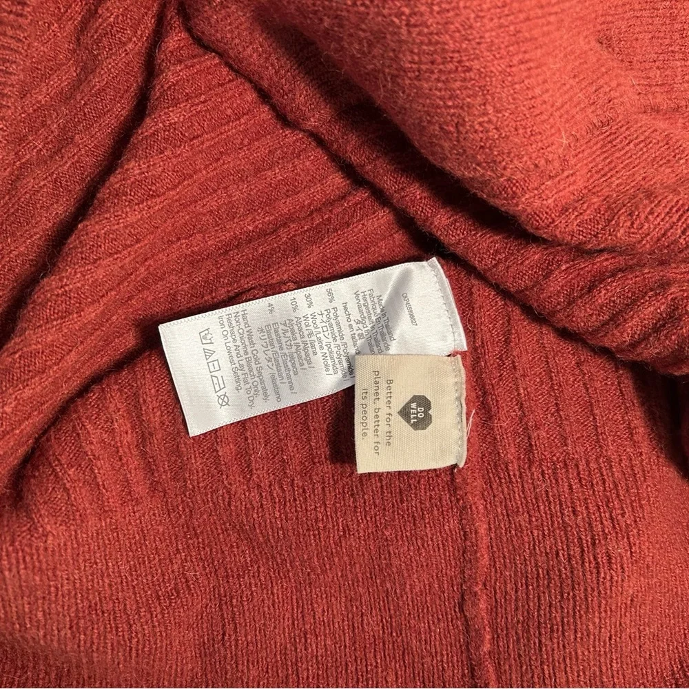 Madewell Rust Brown Ribbed V-Neck Button Cardigan